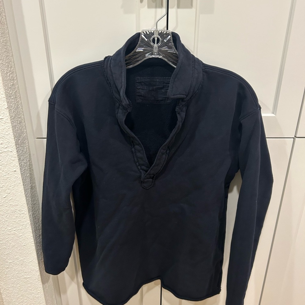 Black V-Neck Pullover Sweatshirt